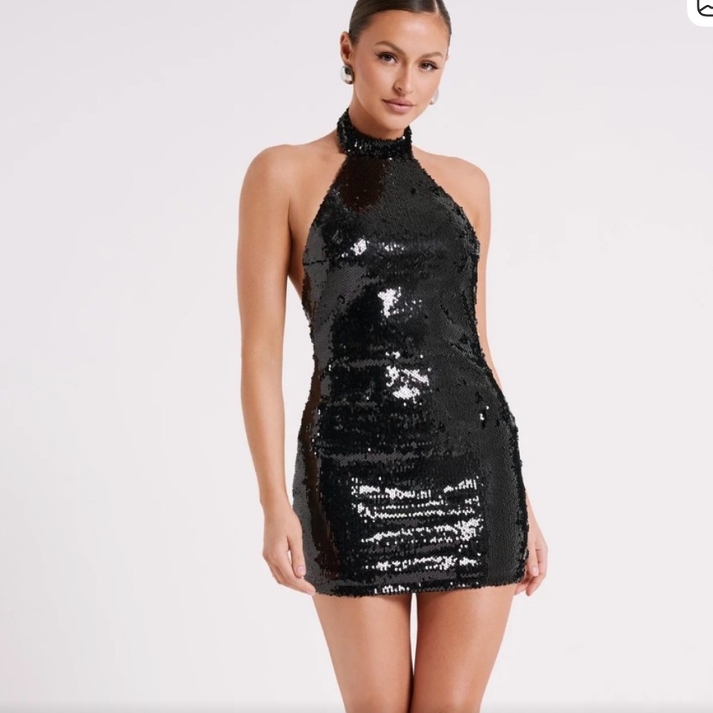 Meshki Jayne Black Sequin Mini Dress size Small NWT